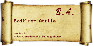 Bröder Attila névjegykártya